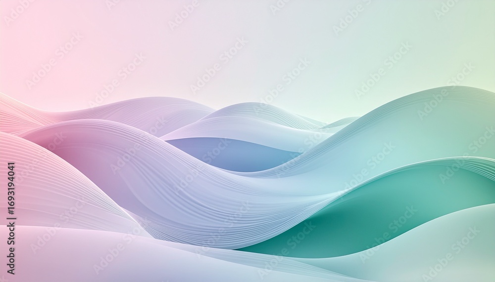 Poster abstract background image with flowing wavy layers in soft pastel gradient colors. modern and elegan