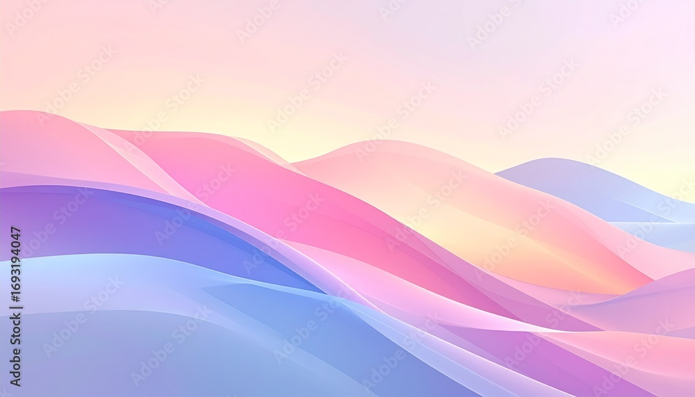 Poster abstract background with soft pastel pink and blue flowing waves. modern elegant design with smooth 