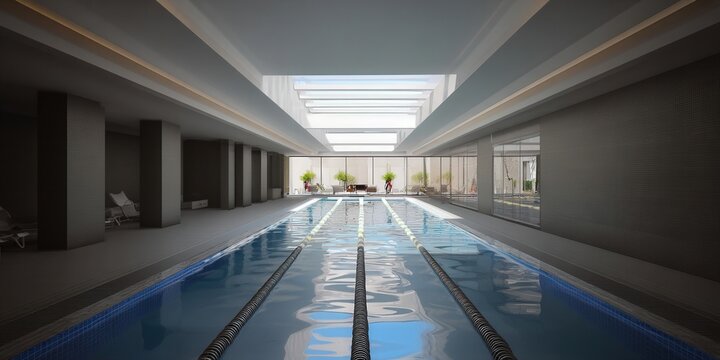 An exquisite indoor pool with stunning architecture and a relaxing ambiance.