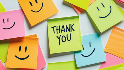 Motivational words for personal development, thank you, inspirational handwriting on sticky notes 04