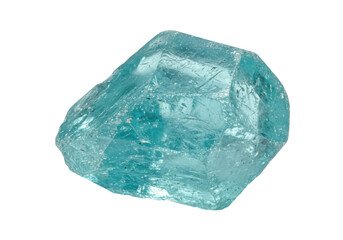 Isolated Raw Aquamarine Gemstone Specimen on Display. Precious Gem and Mineral Stone