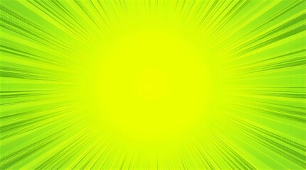 Vibrant yellow and lime green abstract background with dynamic radial speed lines, creating an energetic burst effect. Perfect for modern graphic design, digital art, and lively presentations.