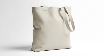A plain, light-colored canvas tote bag with handles, positioned against a neutral background.