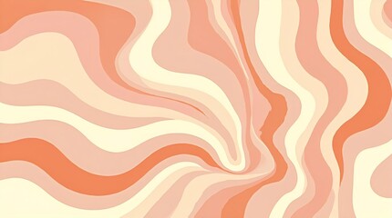 Warm peach, orange, cream, and pale pink abstract wavy background. Groovy retro psychedelic liquid swirl pattern for aesthetic wallpaper, vibrant design, and beautiful art.