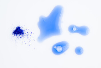 Close up of Blue Copper Peptides in Powder and Liquid Form