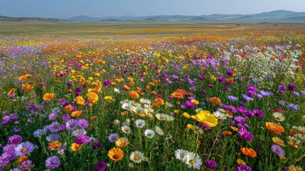 Colorful flower field landscape