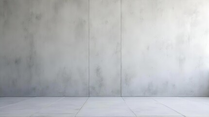 Textured gray concrete wall and floor in an empty modern industrial room, an ideal minimalist backdrop with natural light for product display, studio shoots, or architectural concepts.