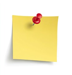 Blank yellow sticky note with red pushpin