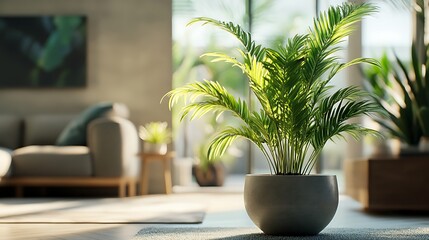 Fototapeta premium Modern interior decorated beautifully with lush green potted plant picture