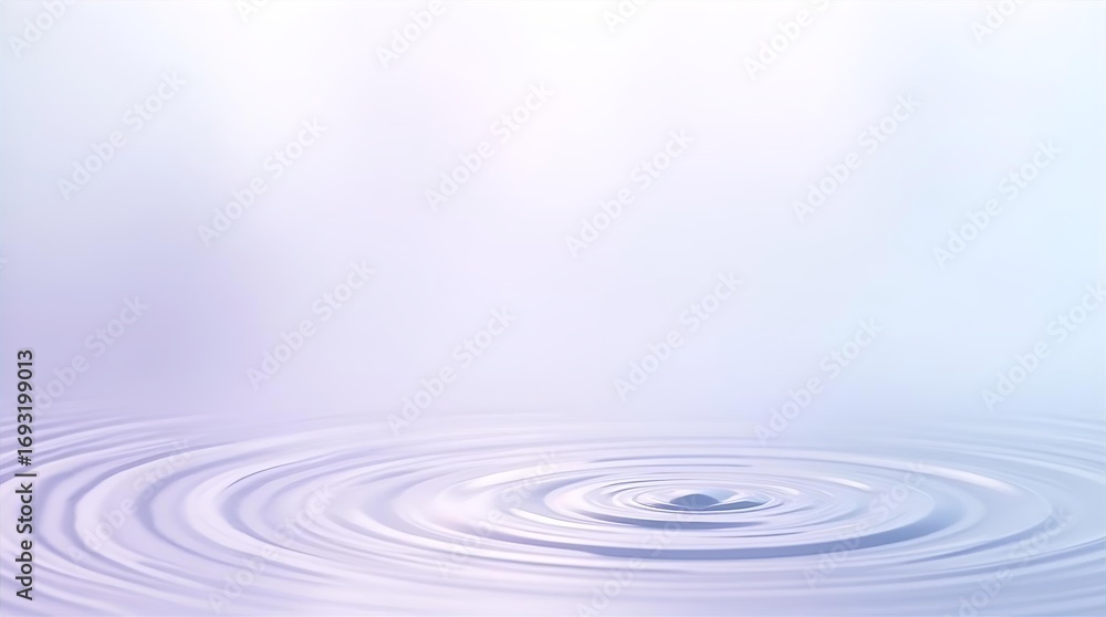 Poster soft pastel water ripples with a single drop creating gentle concentric waves, serene and calming li