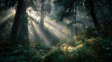 Fototapeta premium Forest sunlight rays