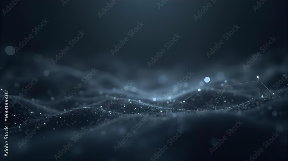 Poster abstract dark blue digital network background with glowing data connections and futuristic tech part