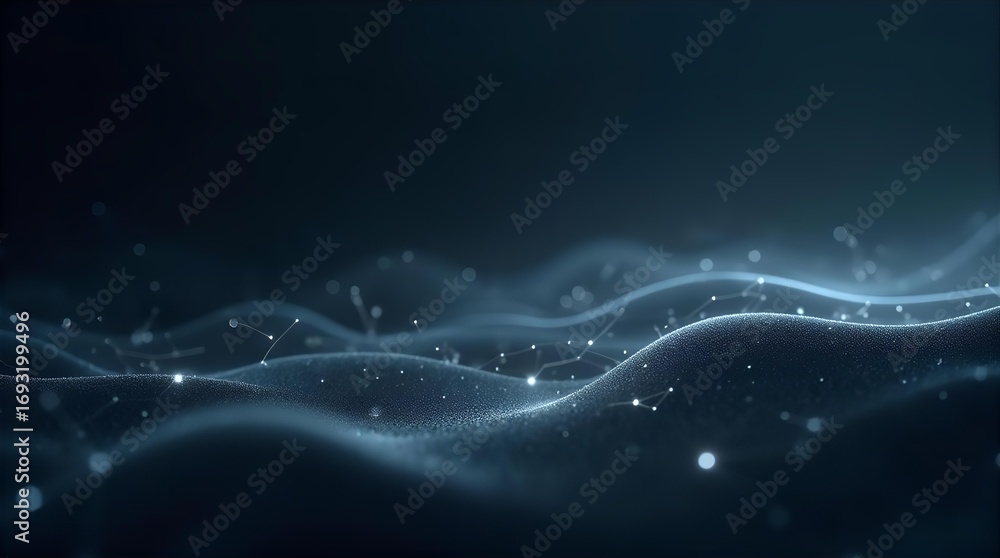 Aufkleber elegant dynamic abstract digital wave background with glowing blue particles and interconnected data