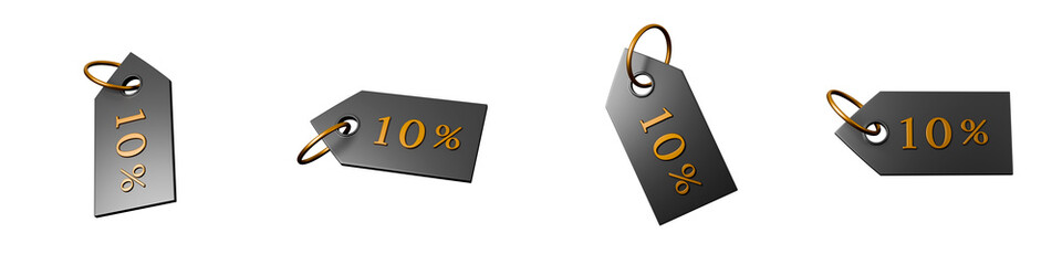 10% discount sale tag label icon for promotions 3d render