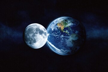 Earth and Moon in Space