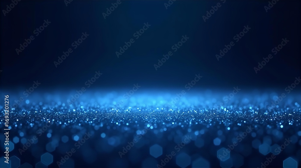 Poster dark blue sparkling glitter background with shimmering bokeh lights. abstract festive texture for lu