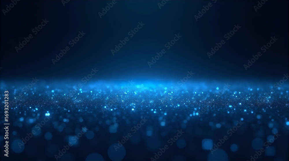 Aufkleber captivating deep blue abstract background with shimmering glowing light particles and a smooth bokeh