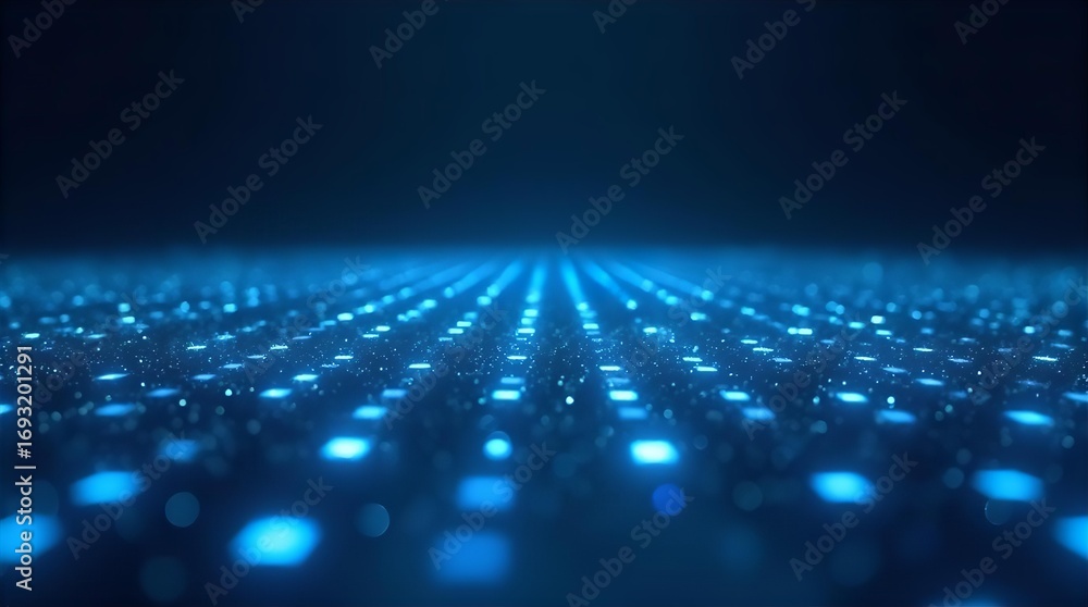 Poster futuristic blue glowing digital grid background. abstract technology data network concept for ai, bi