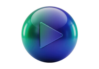 Isolated multimedia play button, graphic element with glossy texture and vibrant colors