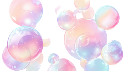 Pastel-colored, iridescent bubbles