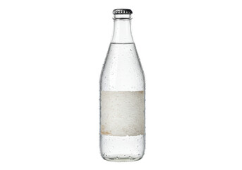 Isolated clear water bottle with water droplets condensation refreshing drink still life