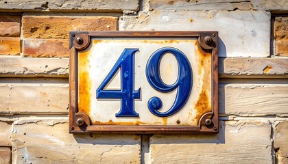 Rustic house number forty-nine