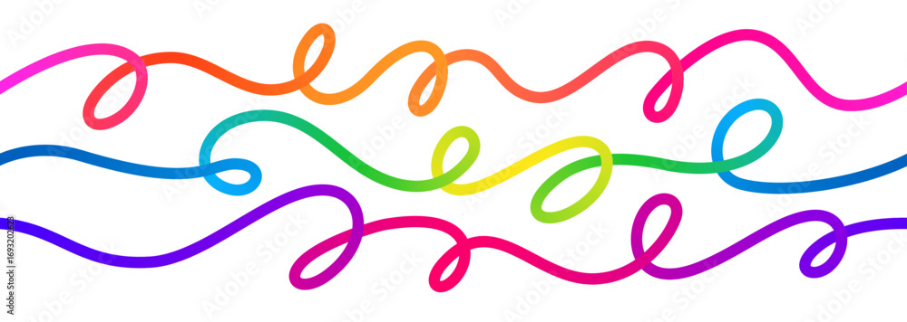 Poster swirl color gradient lines. vector abstract seamless rainbow ribbons. 3d curve swirl strokes. flowin