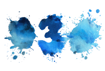 Abstract watercolor blots in shades of blue