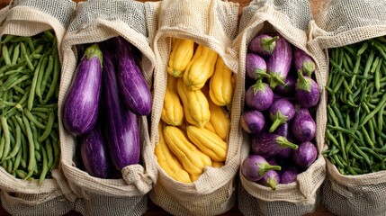Fresh vegetables in bags