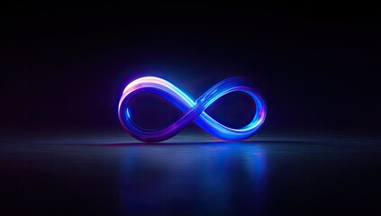 Glowing infinity symbol on dark surface