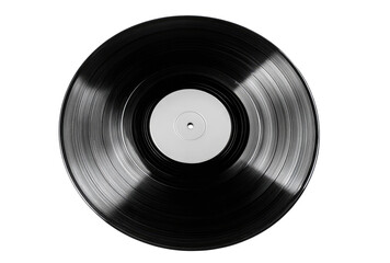 Obraz premium Close-up of a black vinyl record with a white label