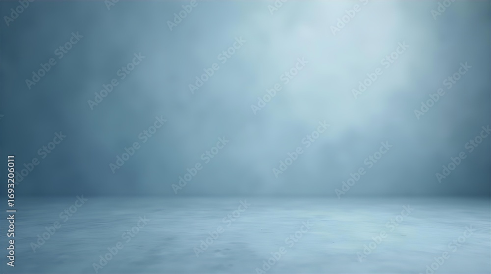 Poster empty light blue concrete studio background with subtle spotlight. modern minimalist blank room for 