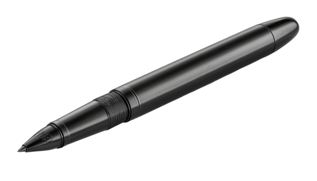 Sleek, black pen with a pointed tip