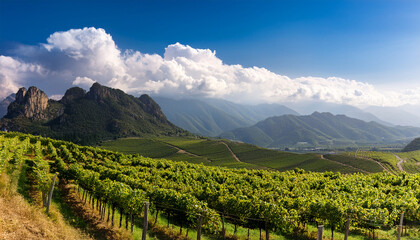 Fototapeta premium Vineyard Landscape In The Eastern Foothills Of Helan Mountain