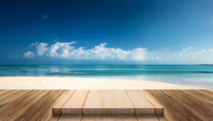 Fototapeta premium Beach Scene Display Platform Minimalist Product Showcase