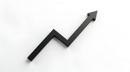 Minimalist black upward trending zigzag arrow on a clean white background symbolizing business growth, financial success, market progress, and improvement.