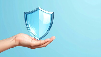 Modern minimal hand and water shield illustration symbolizing protection