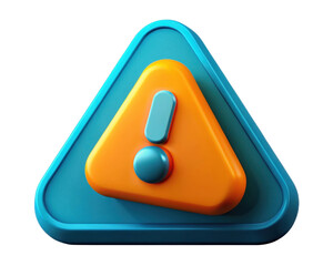 Colorful 3D Triangle Alert Icon with Slider Button in Bright Blue and Orange Design
