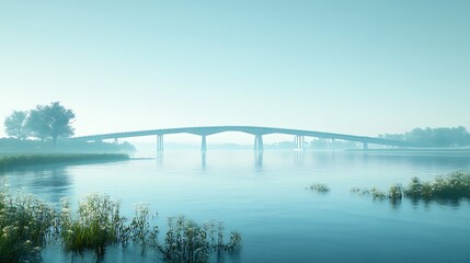 Scenic view of elevated bridge stretching across lush green wetlands picture