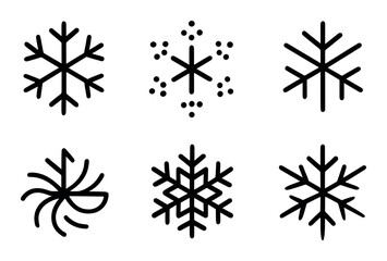 Winter snowflake silhouette icons set. featuring snow, crystals, frost, ice, meteorology, and chill symbols.
