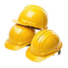 Stacked Yellow Hard Hats Symbolizing Safety and Protection in Construction Environment