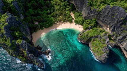Hidden beach aerial view