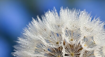 White Dandelion Seed Head Close Up.