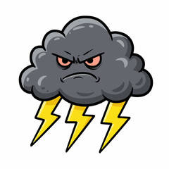 Angry storm cloud with lightning strikes, menacing weather concept