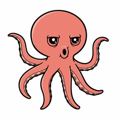 Surprised cartoon octopus character expressing shock with wide eyes