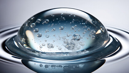 Single Blob Of Transparent Glycerin Or Gel Glossy Texture With Tiny Bubbles