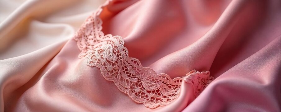 Close up shot of luxurious silk lingerie, delicate lace details, and soft fabrics in a variety of colors and styles , bralette, sensual, soft