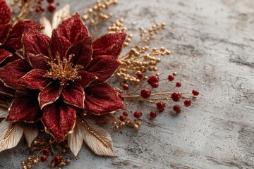 Warmth of the holidays: a cozy ornament display. Poster illustration. Enhanced holiday spirit: a layered scene of christmas ornaments. Drama poster. Epic poster.