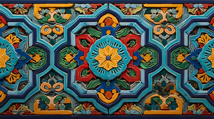 Intricate Colorful Korean Traditional Patterns in Wooden Architecture