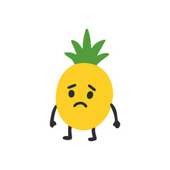 A cartoon pineapple with a sad expression